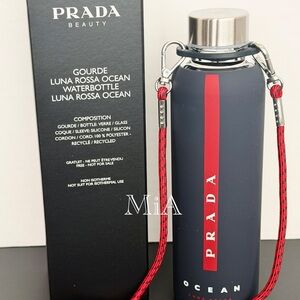 Prada Luna Rossa Ocean Water Bottle Screw-Top & Red Strap (16oz / Glass)